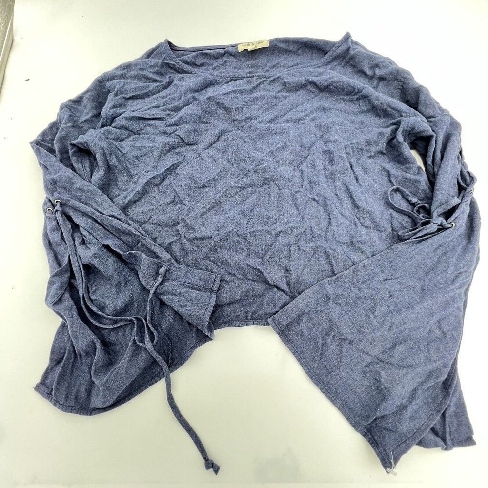 Cloth And Stone Blue Flare Sleeve Lace Up Too Size Large Rayon
